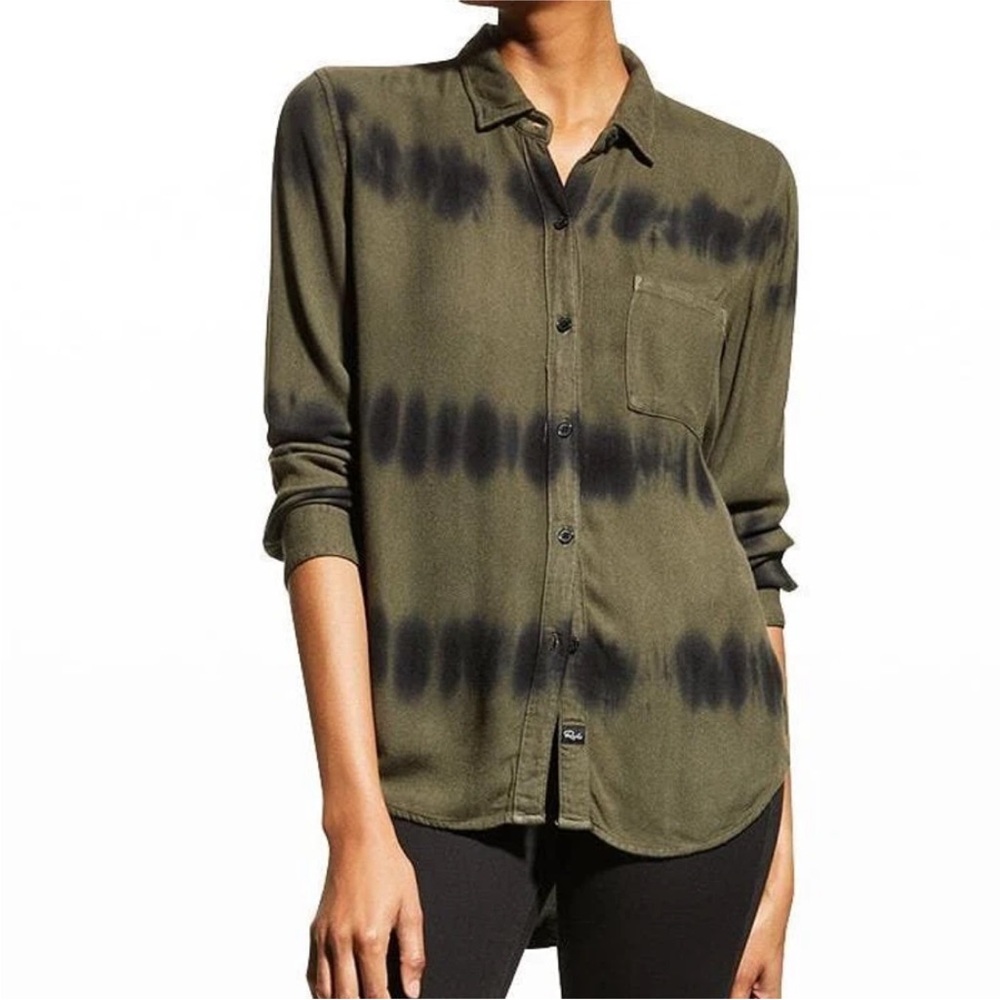 Rails HUNTER Olive Black Waves Button Down Shirt  Size X-Small NWT